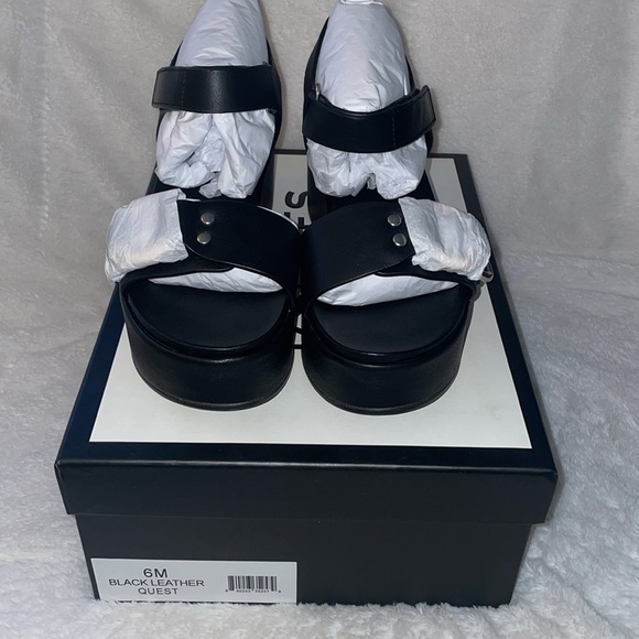 NWT J/SLIDES QUEST Black Leather Wedge Sandal - Picture 6 of 14